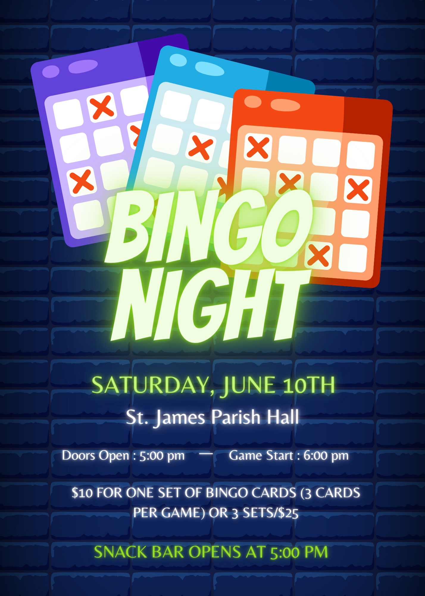 Purple Neon Minimalist Bingo Night Flyer (Announcement) 2023 (1)