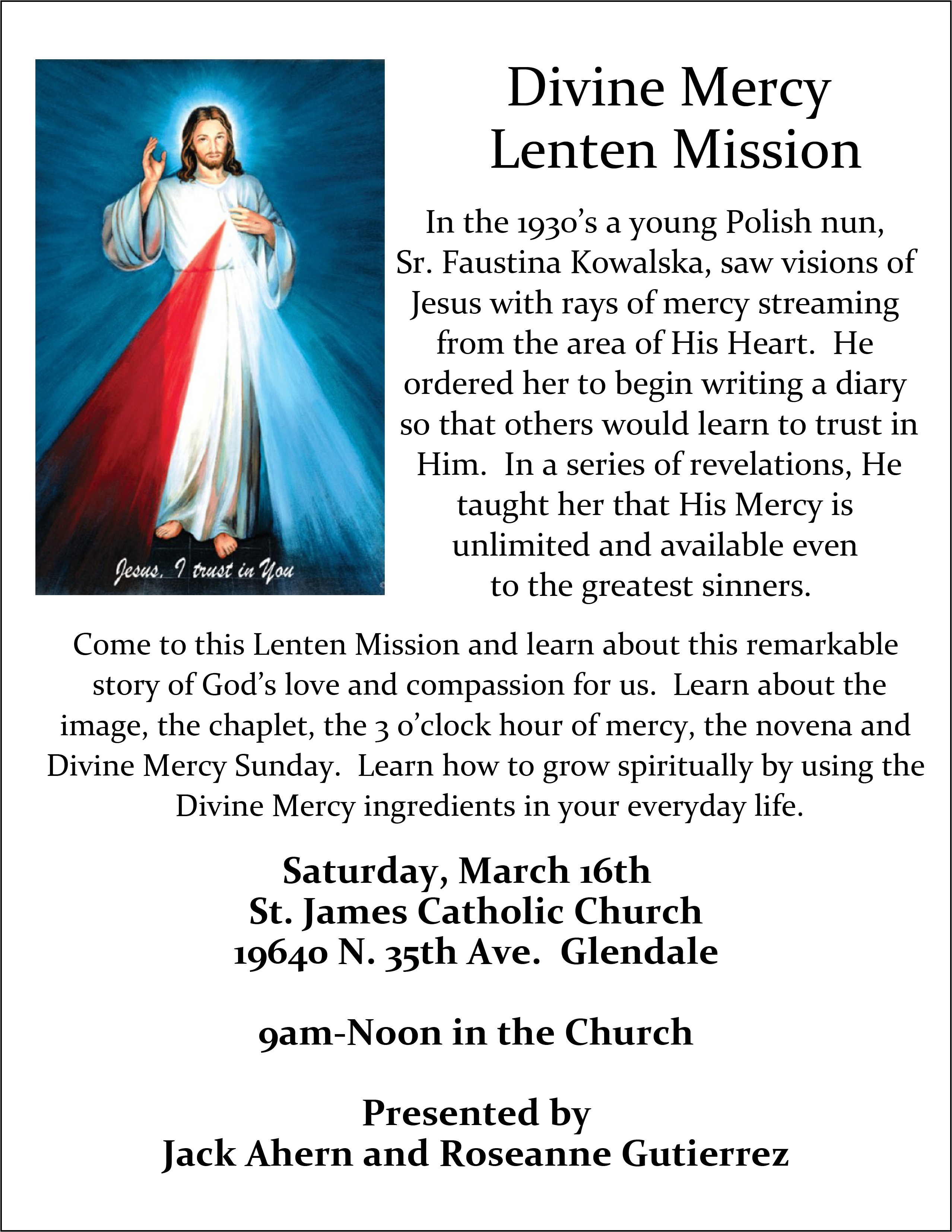 Divine Mercy Lenten Mission Flyer 2024 ST JAMES